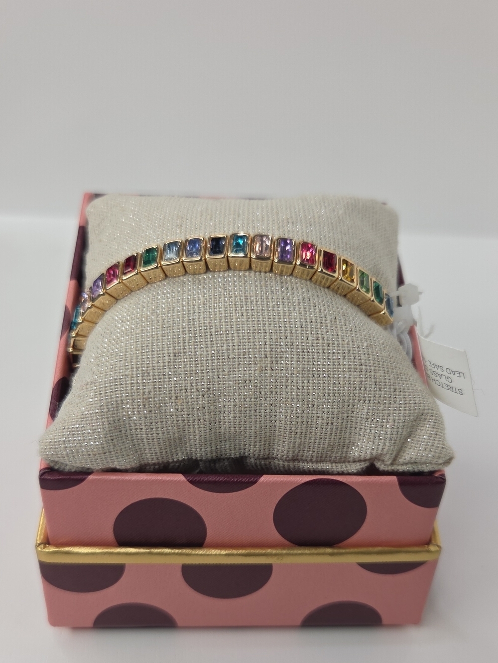 🌈▪️ Piper K▪️beautiful Multicolor Rhinestone Stretch Gold Bracelet - Picture 6 of 7